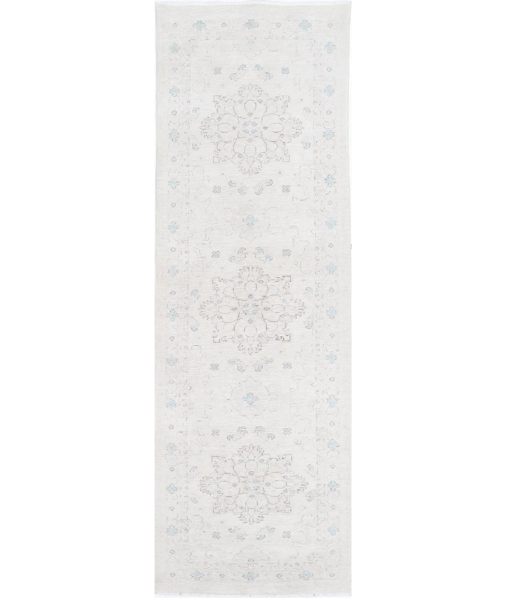 Ivory Afghan Serenity Rug 2' 7" x 8' 7" Hand-Knotted | No. AT72423