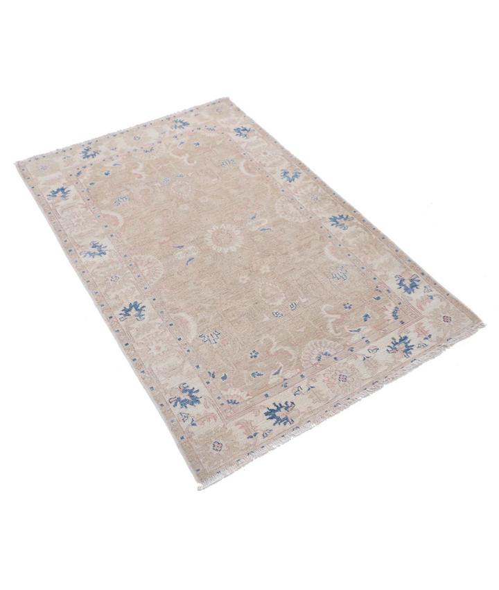 Brown Afghan Serenity Rug 3' 0" x 4' 8" Hand-Knotted | No. AT58210