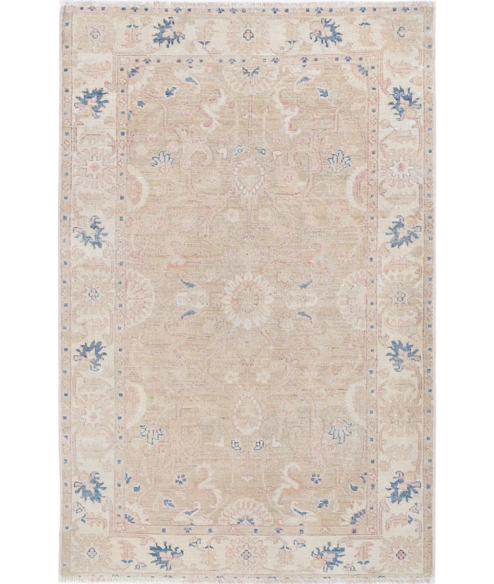 Brown Afghan Serenity Rug 3' 0" x 4' 8" Hand-Knotted | No. AT58210