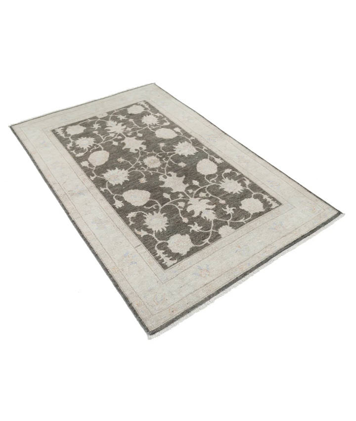 Brown Afghan Serenity Rug 4' 0" x 6' 1" Hand-Knotted | No. AT19807