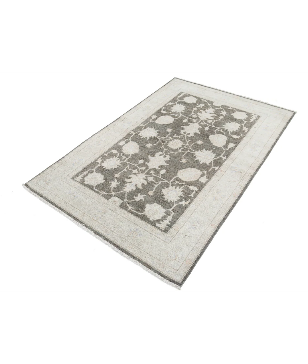 Brown Afghan Serenity Rug 4' 0" x 6' 1" Hand-Knotted | No. AT19807