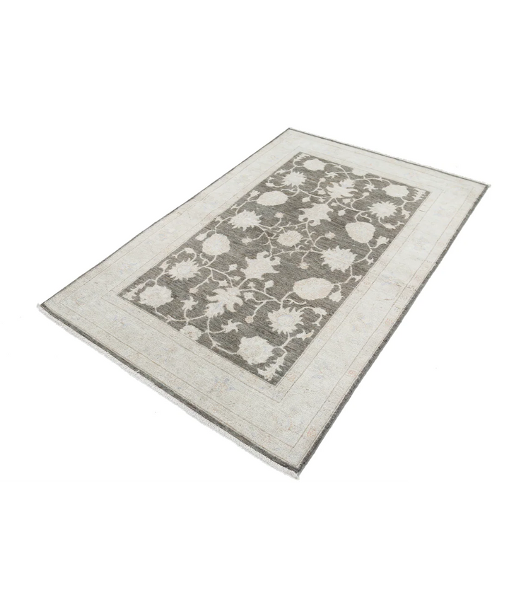 Brown Afghan Serenity Rug 4' 0" x 6' 1" Hand-Knotted | No. AT19807