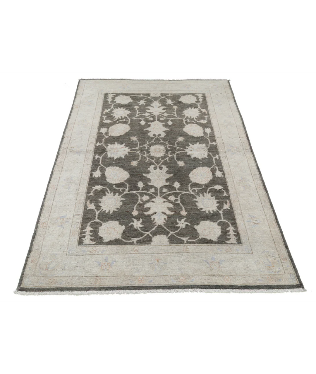Brown Afghan Serenity Rug 4' 0" x 6' 1" Hand-Knotted | No. AT19807