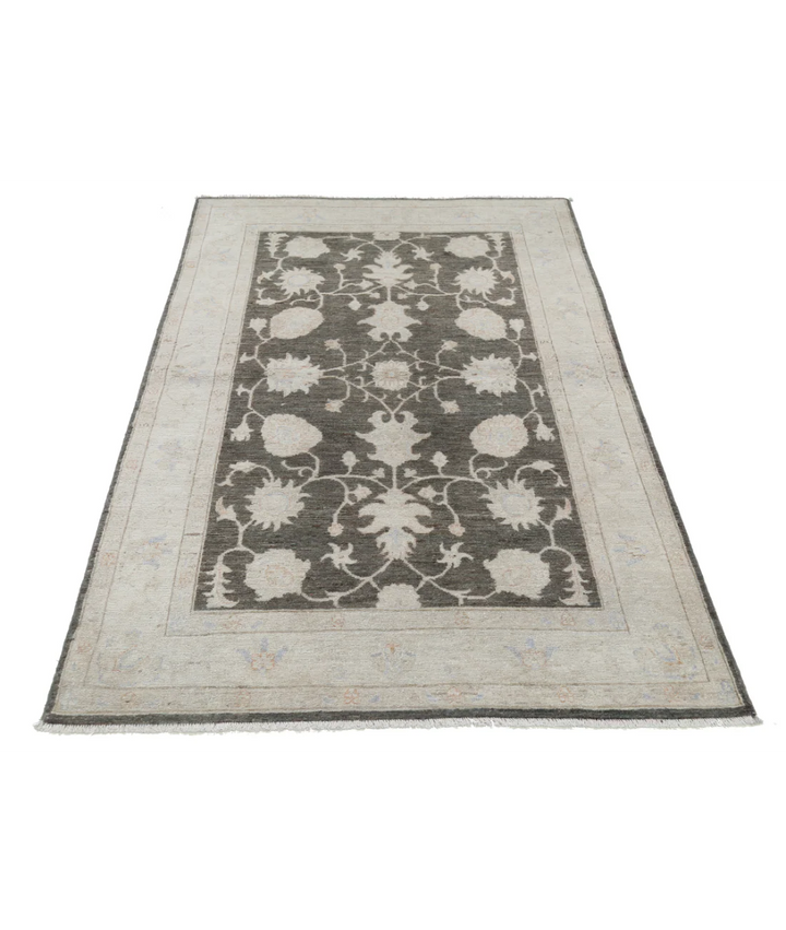 Brown Afghan Serenity Rug 4' 0" x 6' 1" Hand-Knotted | No. AT19807
