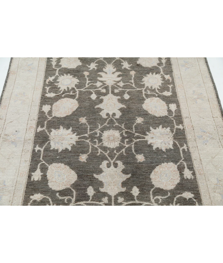 Brown Afghan Serenity Rug 4' 0" x 6' 1" Hand-Knotted | No. AT19807