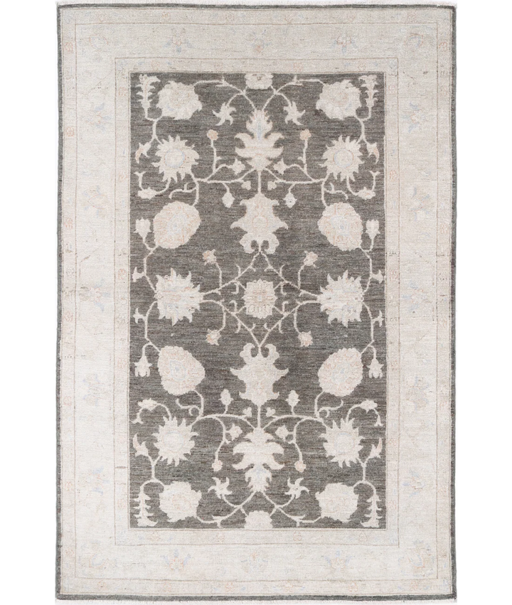 Brown Afghan Serenity Rug 4' 0" x 6' 1" Hand-Knotted | No. AT19807