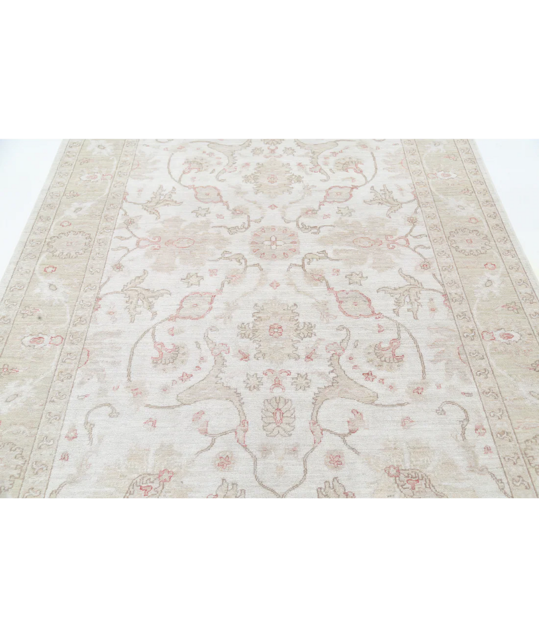Ivory Afghan Serenity Rug 5' 11" x 9' 3" Hand-Knotted | No. AT29536