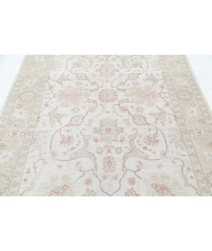 Ivory Afghan Serenity Rug 5' 11" x 9' 3" Hand-Knotted | No. AT29536