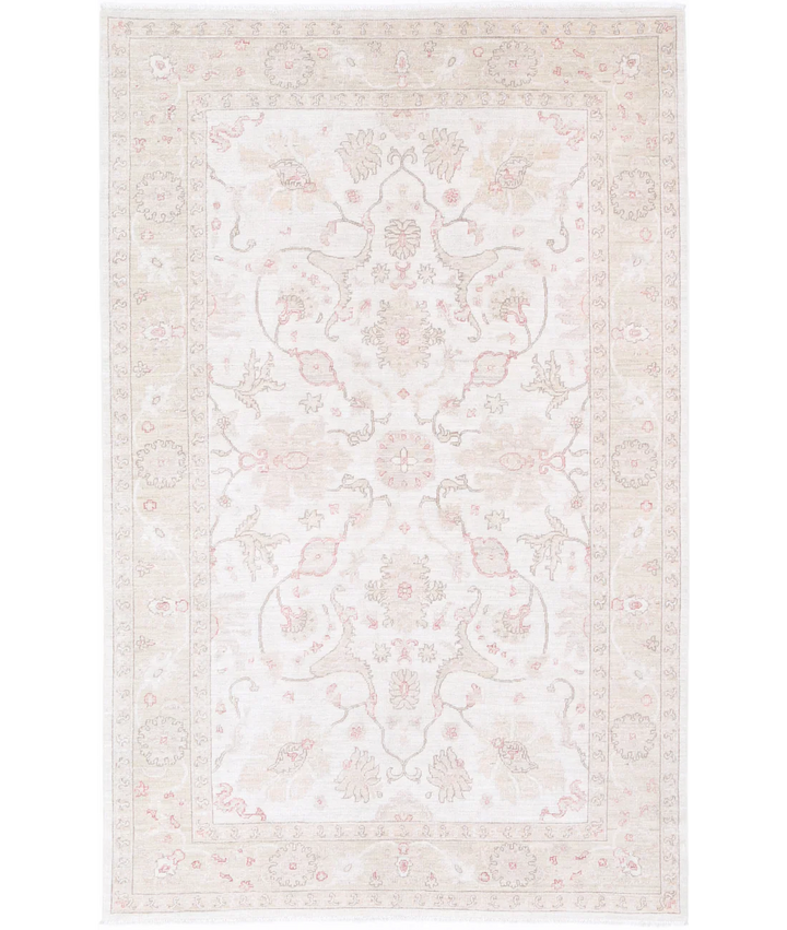 Ivory Afghan Serenity Rug 5' 11" x 9' 3" Hand-Knotted | No. AT29536
