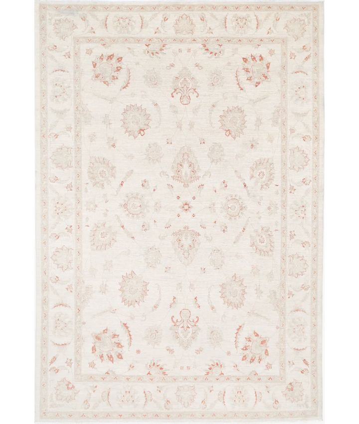 Ivory Afghan Serenity Rug 8' 2" x 11' 10" Hand-Knotted | No. AT49573