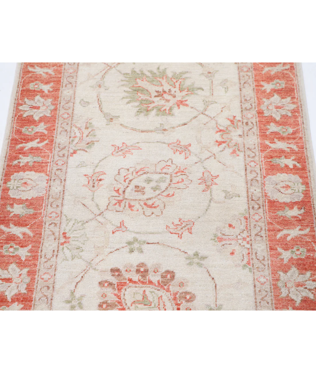 Ivory Afghan Serenity Rug 2' 7" x 3' 11" Hand-Knotted | No. AT77322