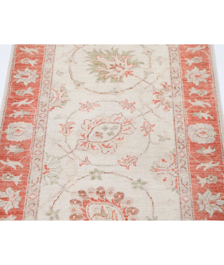 Ivory Afghan Serenity Rug 2' 7" x 3' 11" Hand-Knotted | No. AT77322
