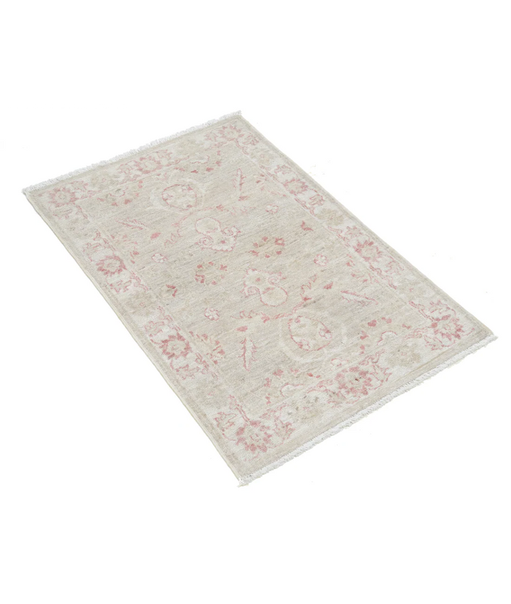 Beige Afghan Serenity Rug 2' 0" x 3' 1" Hand-Knotted border
