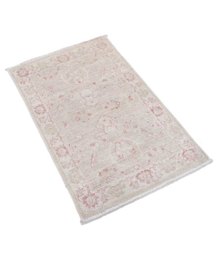 Ivory Afghan Serenity Rug 2' 0" x 3' 1" Hand-Knotted | No. AT57312
