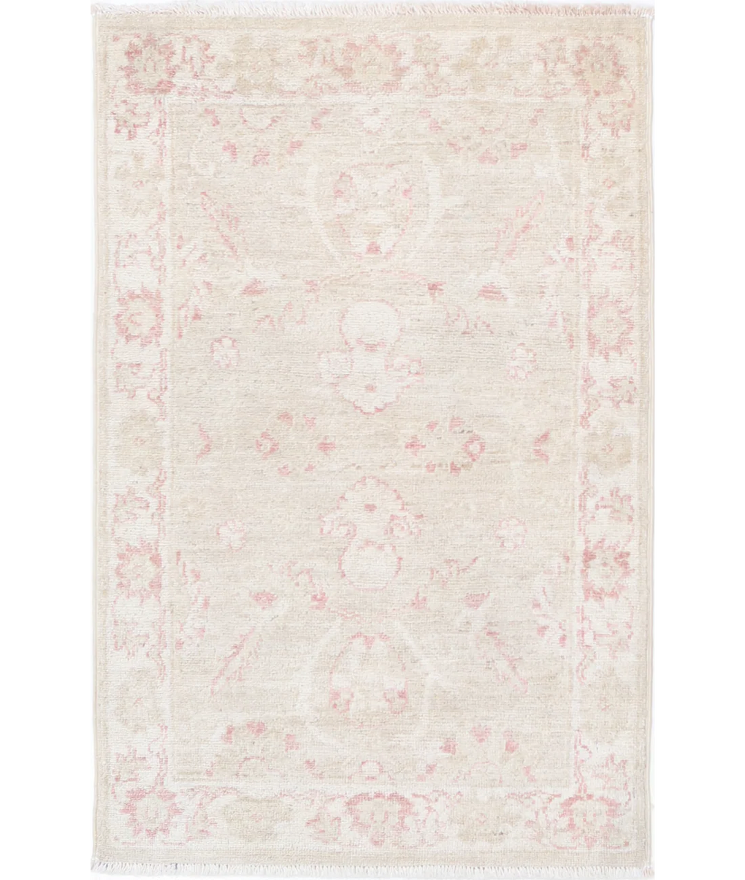 Ivory Afghan Serenity Rug 2' 0" x 3' 1" Hand-Knotted | No. AT57312