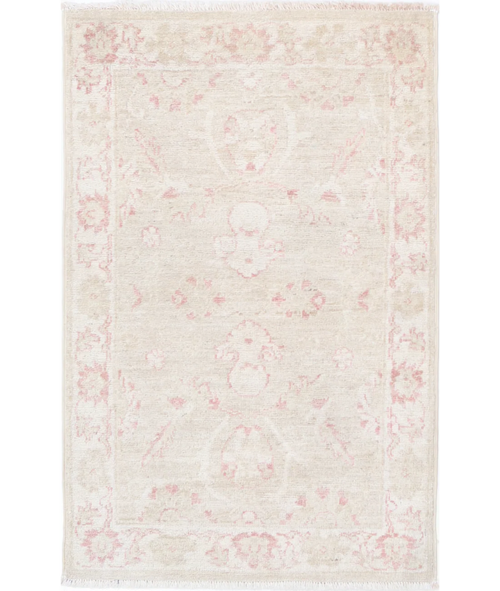Ivory Afghan Serenity Rug 2' 0" x 3' 1" Hand-Knotted | No. AT57312