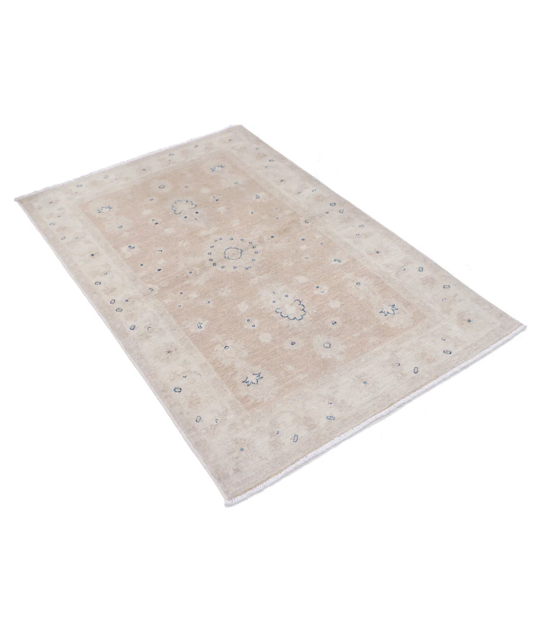 Brown Afghan Serenity Rug 3' 3" x 4' 11" Hand-Knotted | No. AT75016