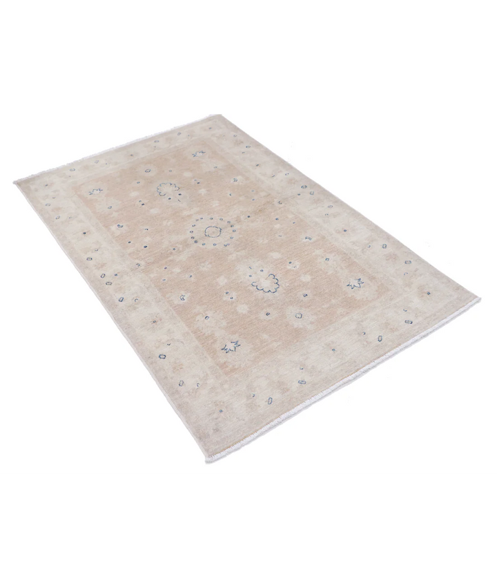 Brown Afghan Serenity Rug 3' 3" x 4' 11" Hand-Knotted | No. AT75016