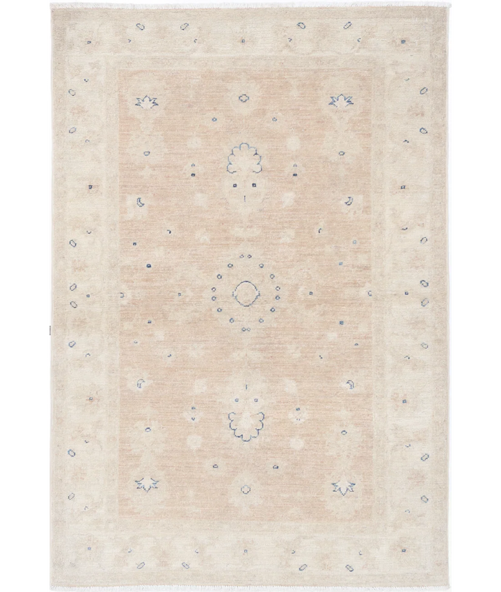 Brown Afghan Serenity Rug 3' 3" x 4' 11" Hand-Knotted | No. AT75016