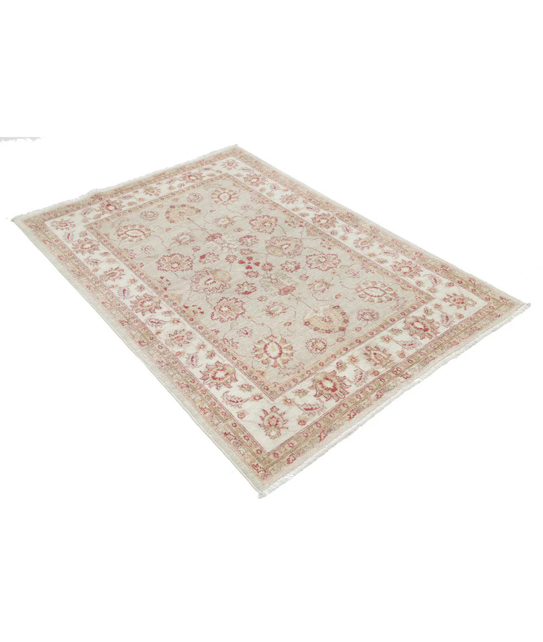 Ivory Afghan Serenity Rug 3' 10" x 5' 5" Hand-Knotted | No. AT74776