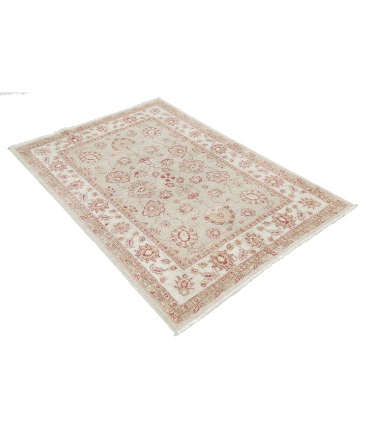 Ivory Afghan Serenity Rug 3' 10" x 5' 5" Hand-Knotted | No. AT74776