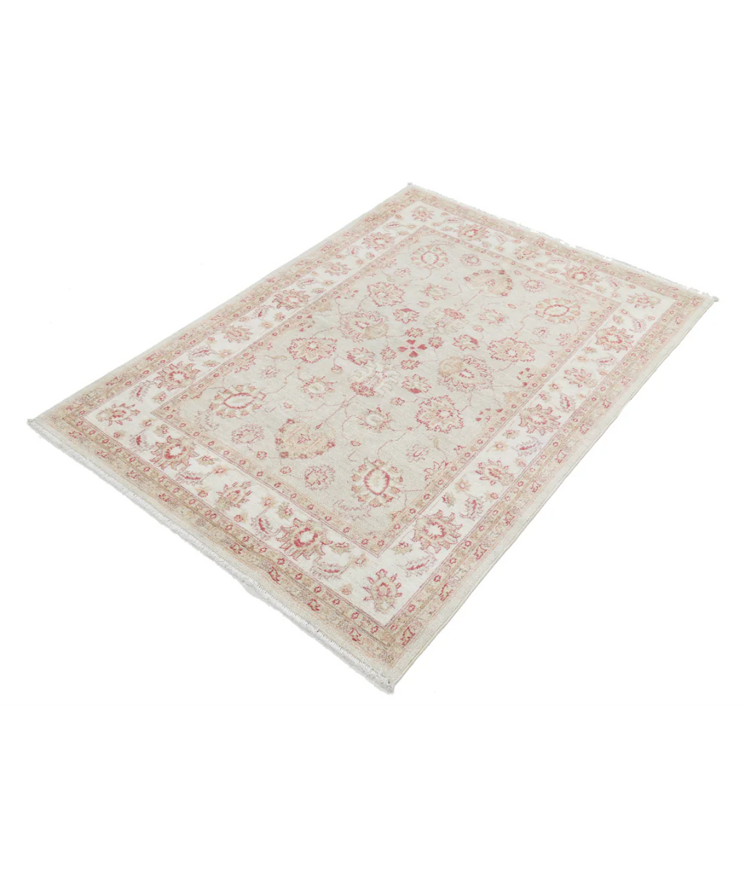Ivory Afghan Serenity Rug 3' 10" x 5' 5" Hand-Knotted | No. AT74776