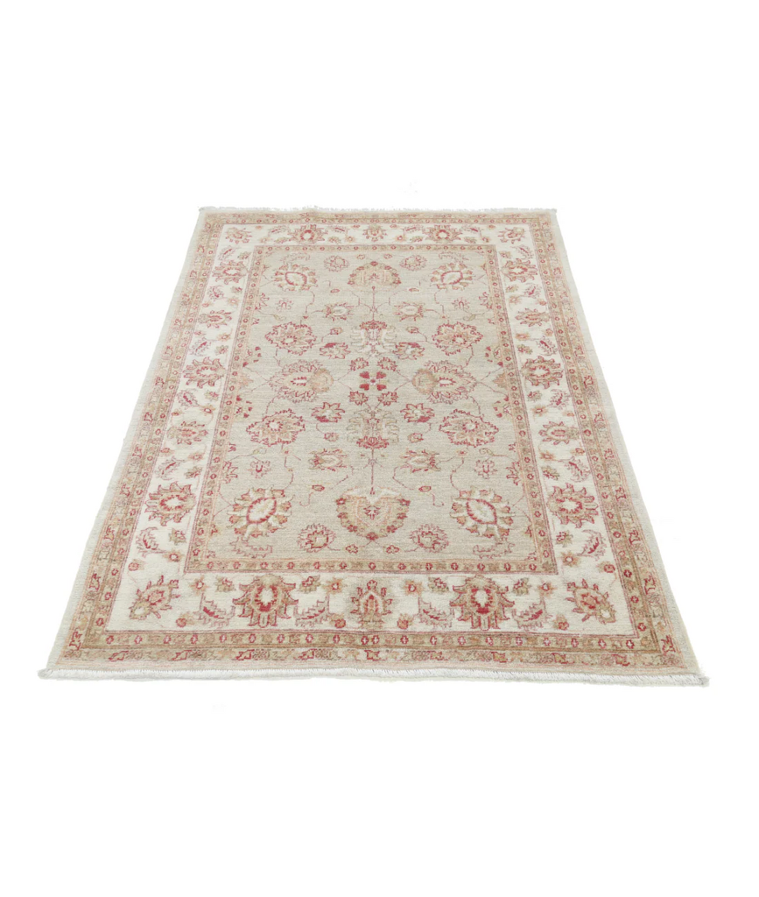 Ivory Afghan Serenity Rug 3' 10" x 5' 5" Hand-Knotted | No. AT74776