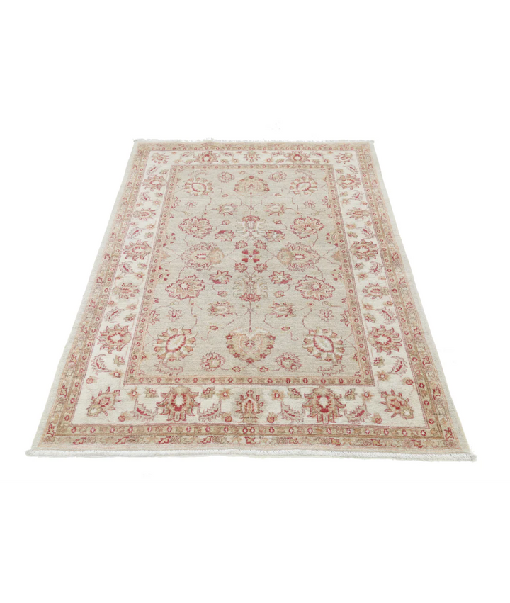 Ivory Afghan Serenity Rug 3' 10" x 5' 5" Hand-Knotted | No. AT74776