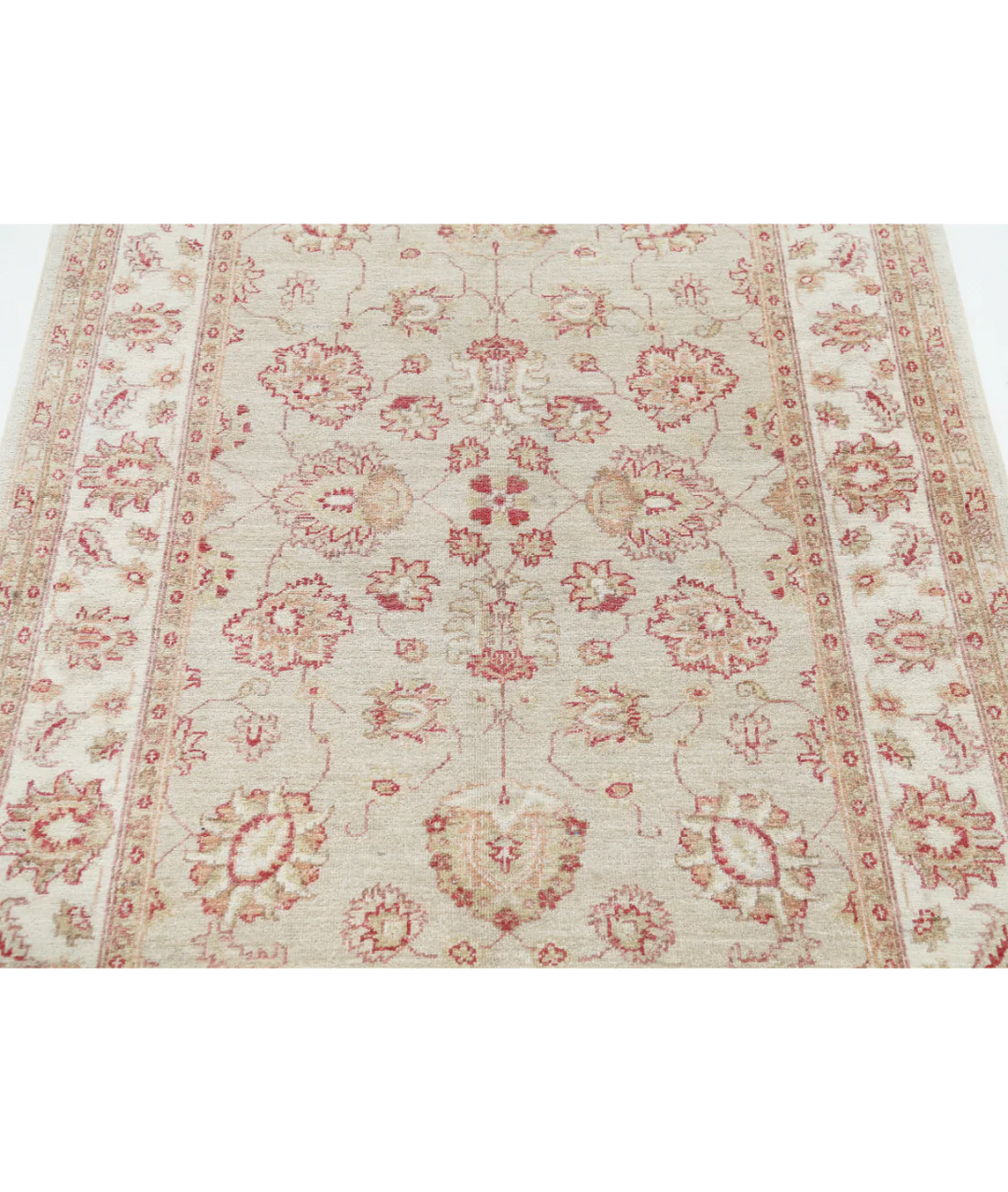 Ivory Afghan Serenity Rug 3' 10" x 5' 5" Hand-Knotted | No. AT74776