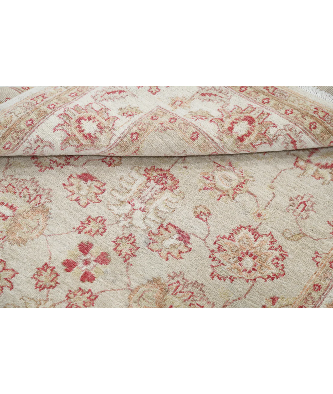 Ivory Afghan Serenity Rug 3' 10" x 5' 5" Hand-Knotted | No. AT74776