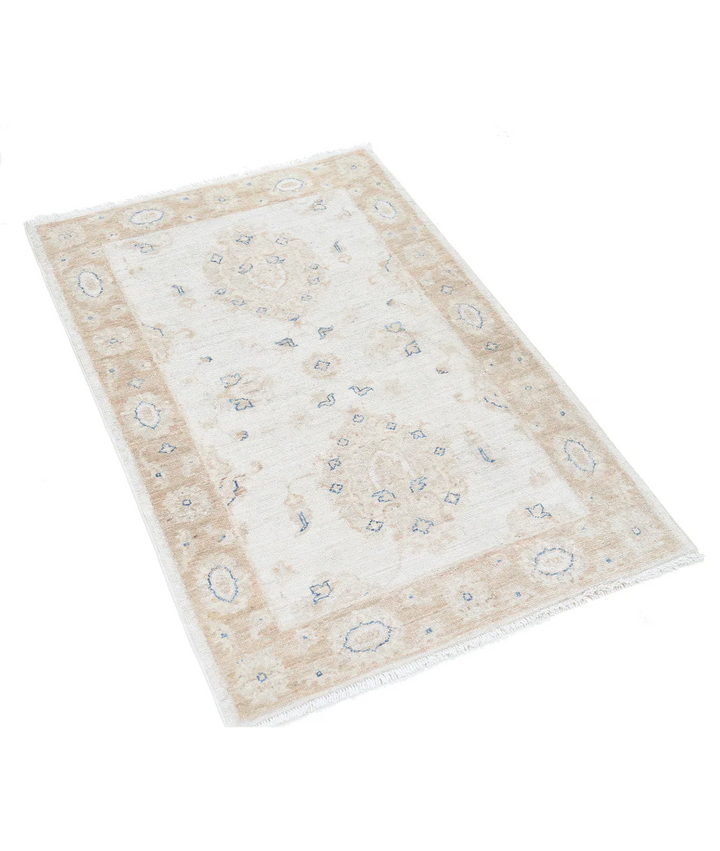 Beige Afghan Serenity Rug 2' 6" x 3' 9" Hand-Knotted | No. AT62956