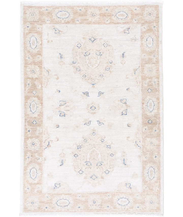 Beige Afghan Serenity Rug 2' 6" x 3' 9" Hand-Knotted | No. AT62956