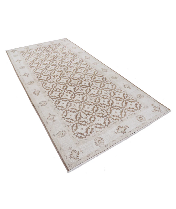 Brown Afghan Tabriz Rug 5' 11" x 9' 9" Hand-Knotted | No. AT54996