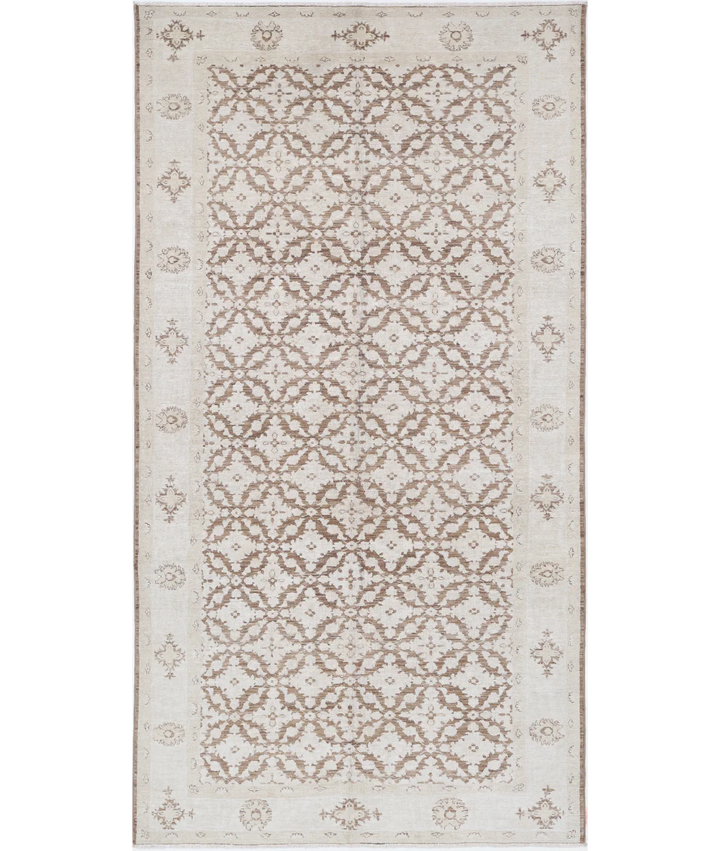 Brown Afghan Tabriz Rug 5' 11" x 9' 9" Hand-Knotted | No. AT54996