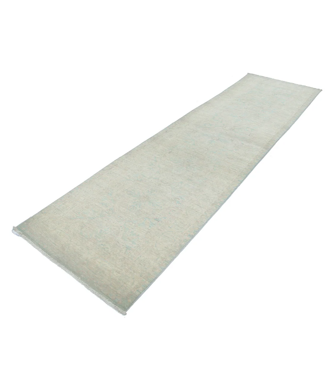 Blue Afghan Tabriz Rug 3' 0" x 10' 7" Hand-Knotted | No. AT48421