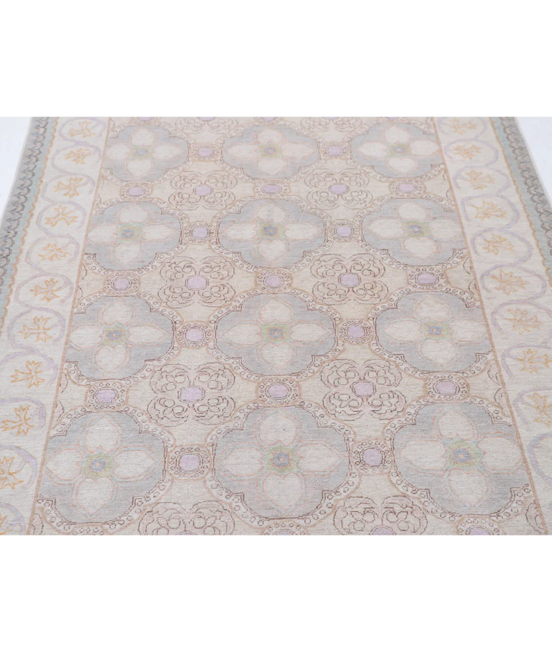 Grey Afghan Tabriz Rug 4' 9" x 6' 8" Hand-Knotted | No. AT450067