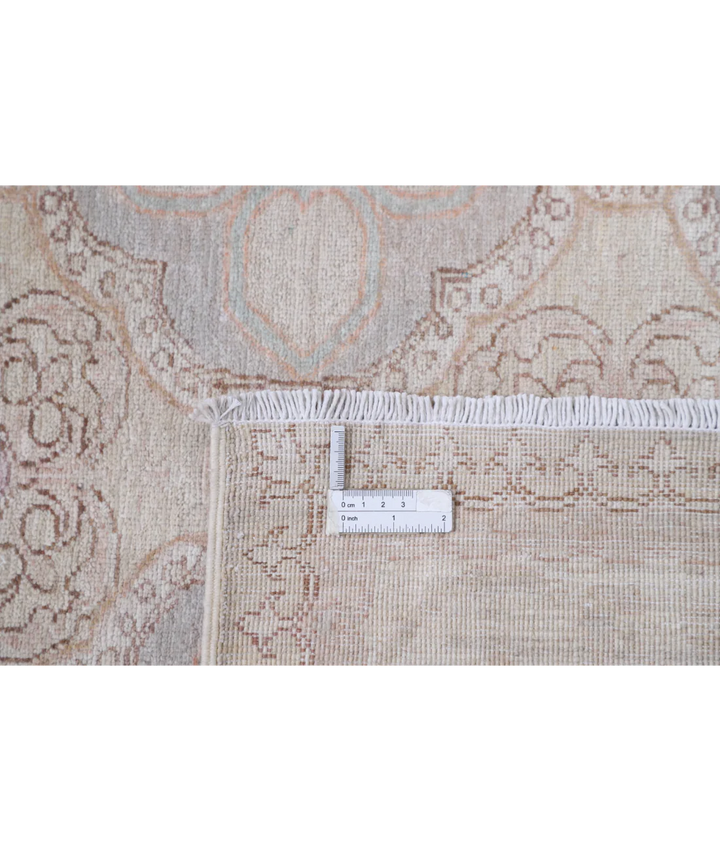 Grey Afghan Tabriz Rug 4' 9" x 6' 8" Hand-Knotted detail