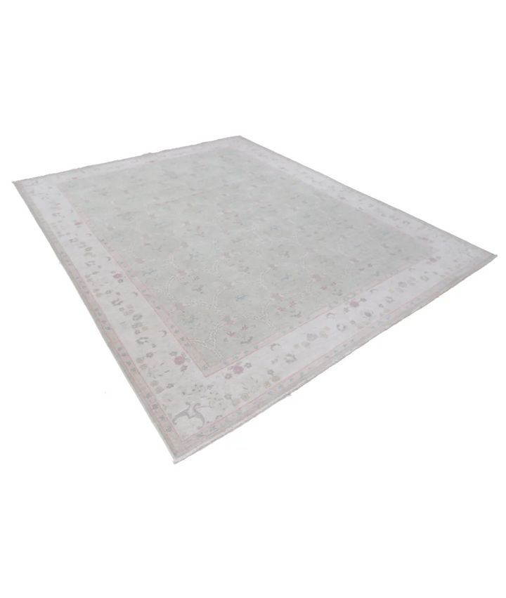 Green Afghan Tabriz Rug 8' 2" x 10' 1" Hand-Knotted | No. AT75898