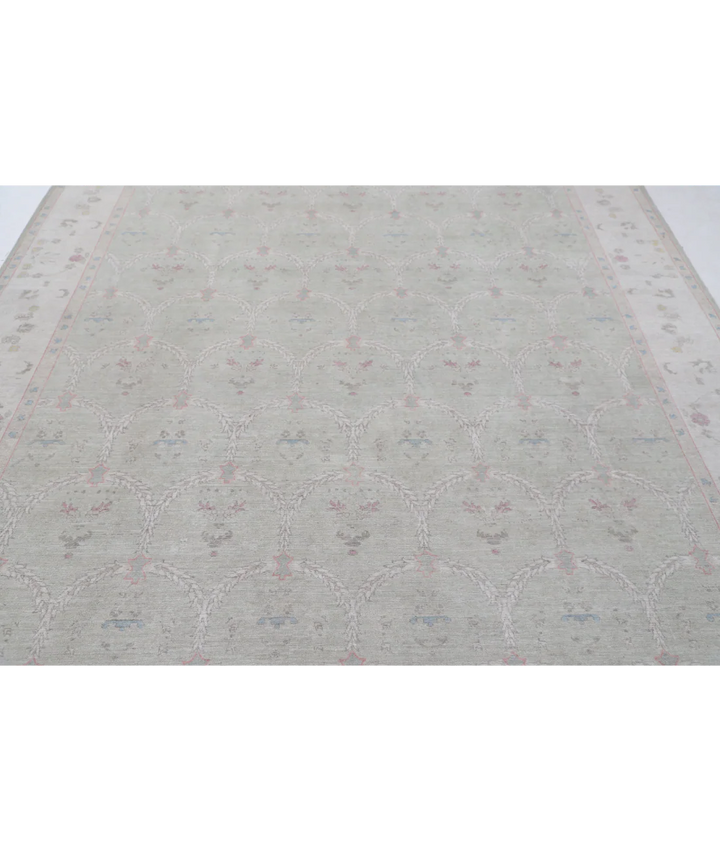 Green Afghan Tabriz Rug 8' 2" x 10' 1" Hand-Knotted | No. AT75898