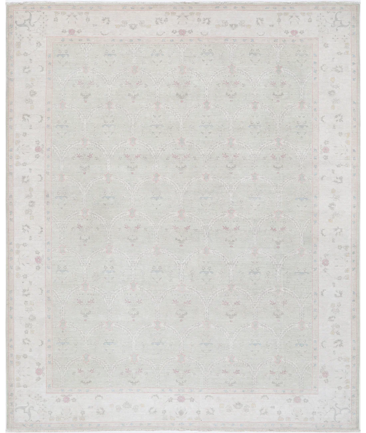 Green Afghan Tabriz Rug 8' 2" x 10' 1" Hand-Knotted | No. AT75898