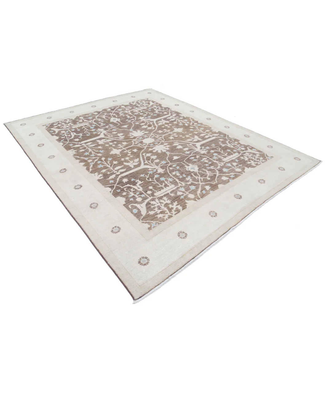 Brown Afghan Tabriz Rug 8' 0" x 9' 10" Hand-Knotted | No. AT92741