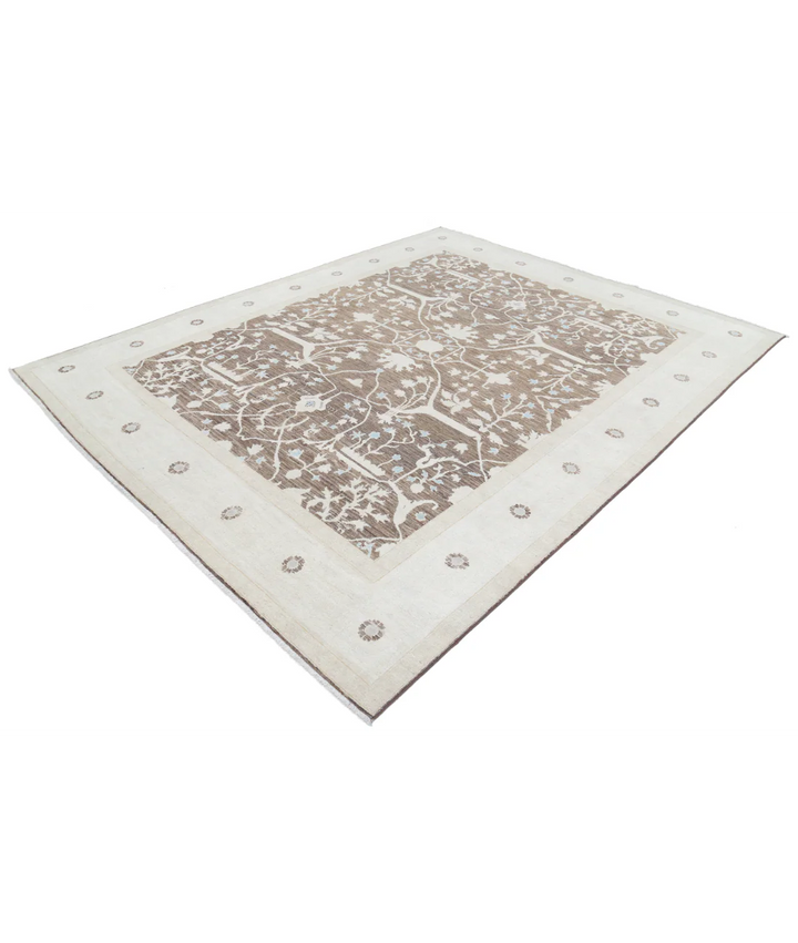 Brown Afghan Tabriz Rug 8' 0" x 9' 10" Hand-Knotted | No. AT92741