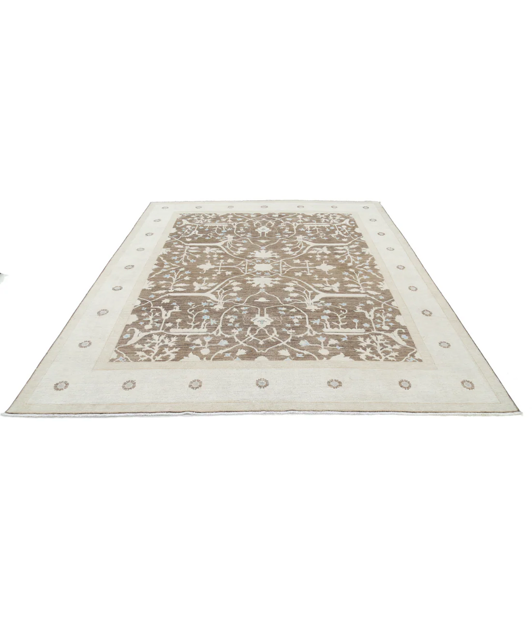 Brown Afghan Tabriz Rug 8' 0" x 9' 10" Hand-Knotted | No. AT92741