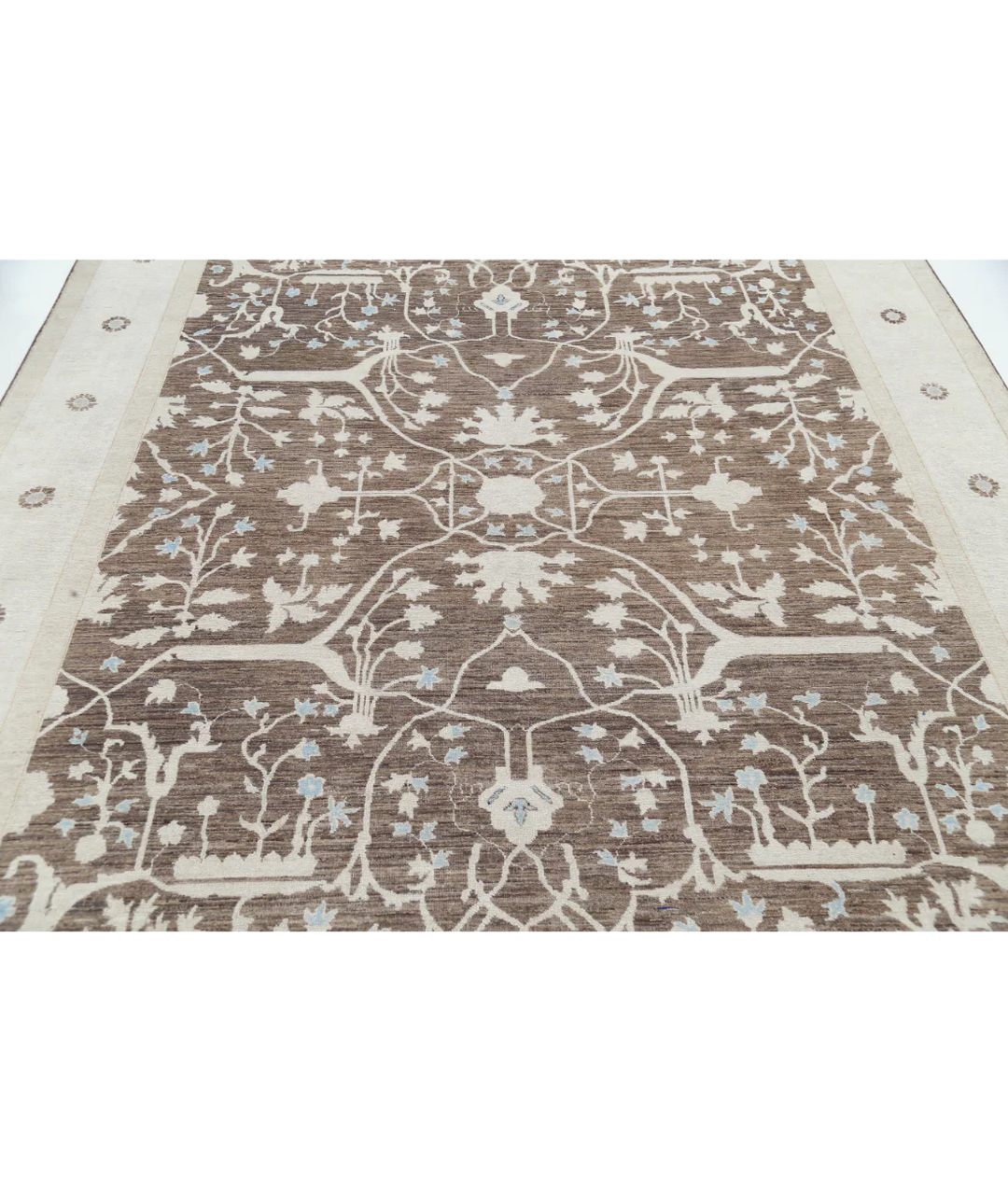 Brown Afghan Tabriz Rug 8' 0" x 9' 10" Hand-Knotted | No. AT92741