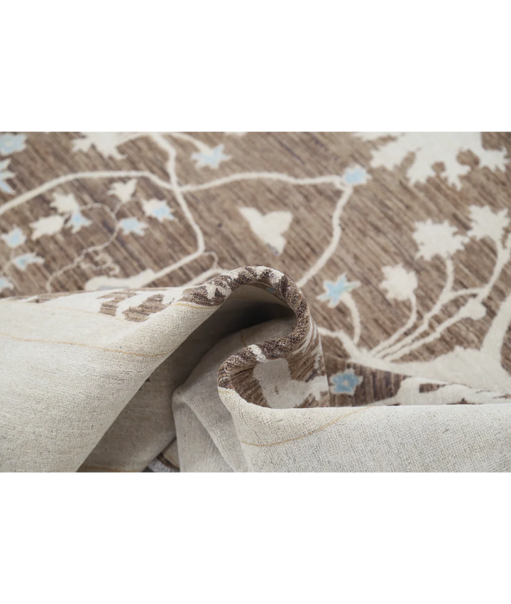 Brown Afghan Tabriz Rug 8' 0" x 9' 10" Hand-Knotted | No. AT92741