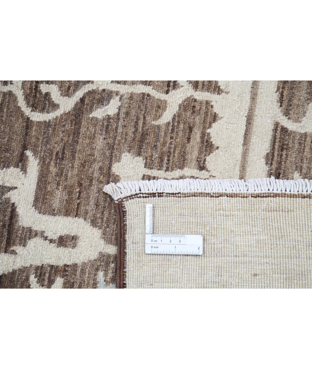 Brown Afghan Tabriz Rug 8' 0" x 9' 10" Hand-Knotted | No. AT92741