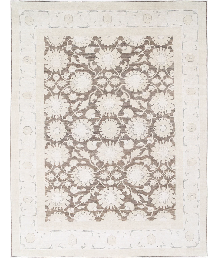 Ivory Afghan Serenity Rug 8' 10" x 11' 9" Hand-Knotted | No. AT97277