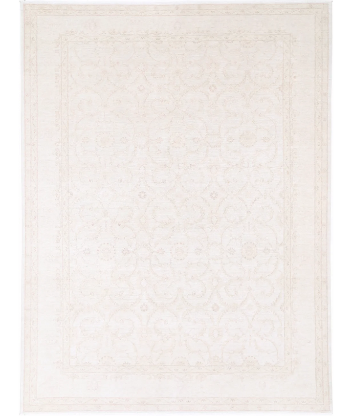 Ivory Afghan Serenity Rug 8' 9" x 11' 10" Hand-Knotted | No. AT77187