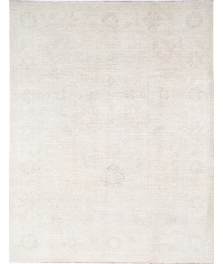 Ivory Afghan Serenity Rug 9' 0" x 11' 9" Hand-Knotted | No. AT62695