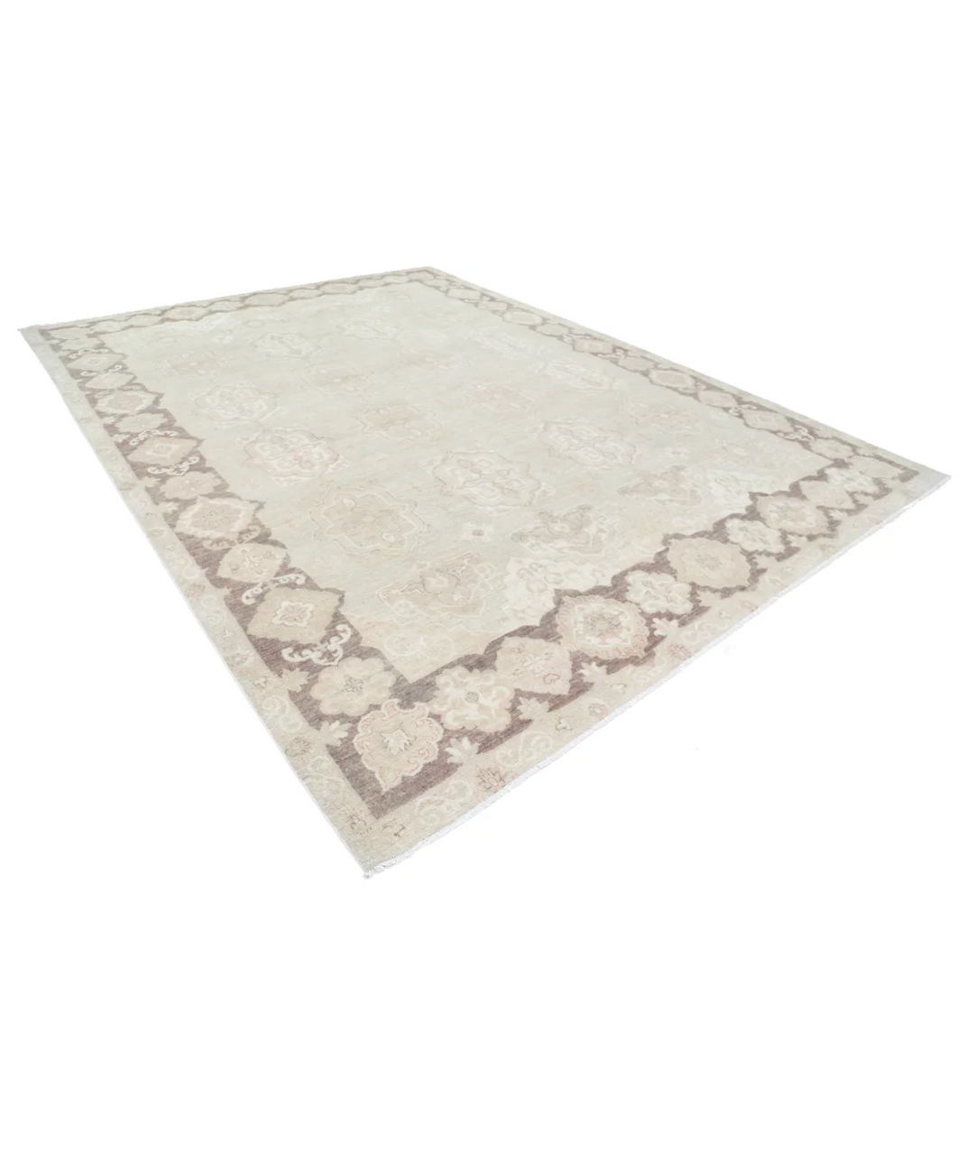 Beige Afghan Serenity Rug 10' 2" x 13' 10" Hand-Knotted | No. AT28910
